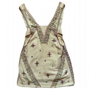 Free People boho beige embroidered sequin mini dress